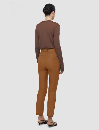 Joseph Coleman Long Gabardine Stretch Trousers In Brown