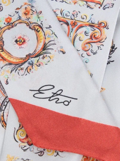 Etro , Silk Paisleyina With Logo And Floral Paisley Motif, Woman, Powder Blue In White