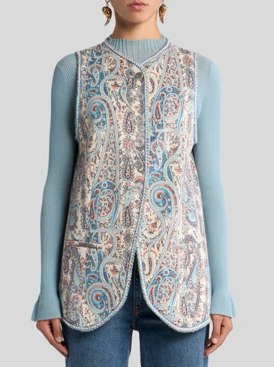 Etro Floral Paisley-motif Jacquard Waistcoat In Neutral