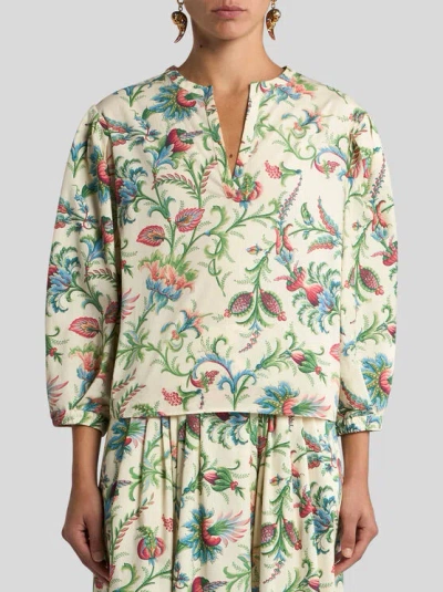 Etro Floral Cotton Blouse Shirt And Blouse Multicolor