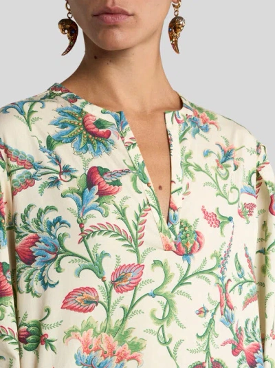 Etro Floral Cotton Blouse Shirt And Blouse Multicolor