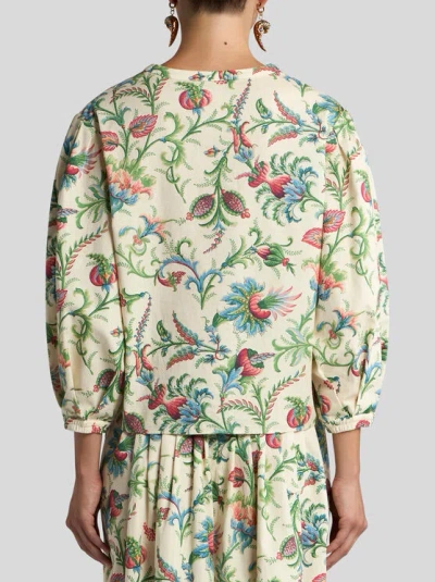 Etro Floral Cotton Blouse Shirt And Blouse Multicolor