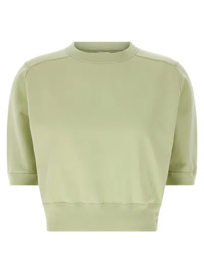 Auralee Short Sleeve Cropped Crew Neck Top In Green