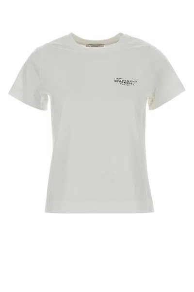 Givenchy White Crew Neck T-shirt With Logo On Front And Back In Cotton Woman In White