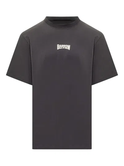 Barrow's Black Crewneck Logo Print T-shirt In Gray