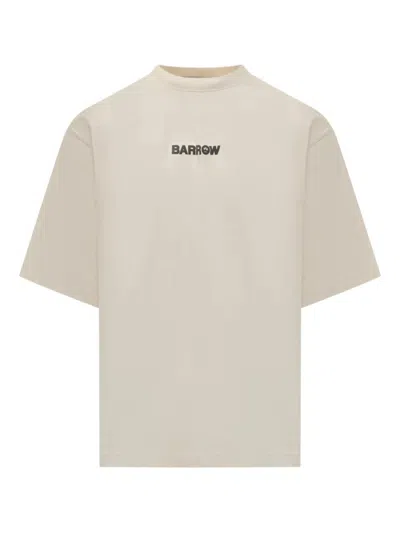 Barrow's Beige Crewneck Graphic T-shirt In Neutral