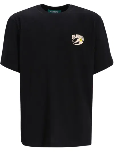 Barrow's Black Crewneck Logo Print T-shirt In Black