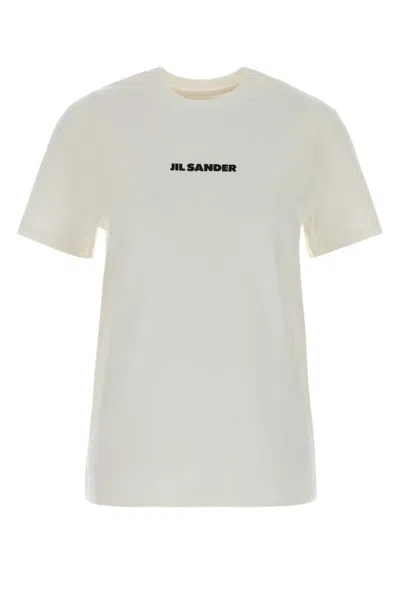 Jil Sander Short-sleeve T-shirt With Centered Logo Detail In White