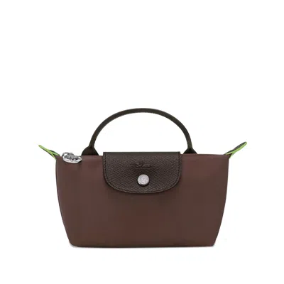 Longchamp Le Pliage Green Mocha Coloured Clutch Bag In Brown