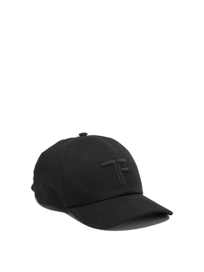 Tom Ford Logo Canvas Baseball Cap In Black