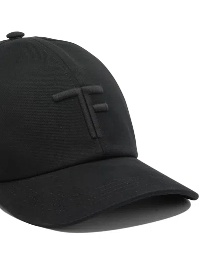 Tom Ford Logo Canvas Baseball Cap In Black