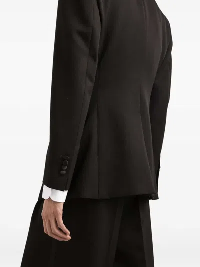 Dolce & Gabbana Satin Lapel Blazer Structured Shoulders Straight Hem In Green