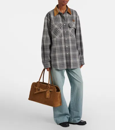 Miu Miu Adventure Suede Tote Bag In Sand