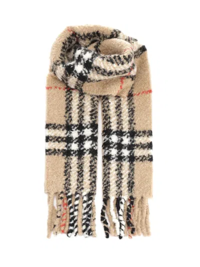 Burberry Check Alpaca And Wool Blend Bouclé Scarf Scarves And Foulards Brown In Brown