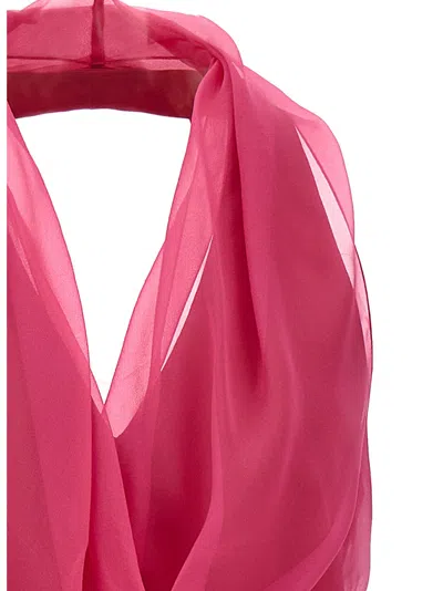 Alberta Ferretti Chiffon Top Tops Fuchsia In Pink