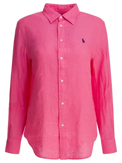 Polo Ralph Lauren Classic-fit Linen Shirt Shirts Fuchsia In Pink