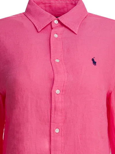 Polo Ralph Lauren Classic-fit Linen Shirt Shirts Fuchsia In Pink