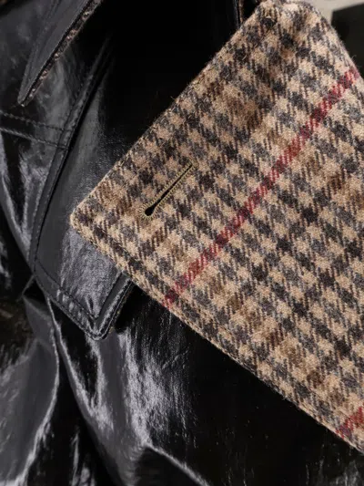 Chloé Coated Linen Trench With Wool Blend Details In Black