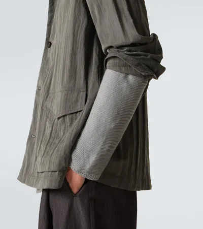 Giorgio Armani Pleated Canvas Overshirt In Green