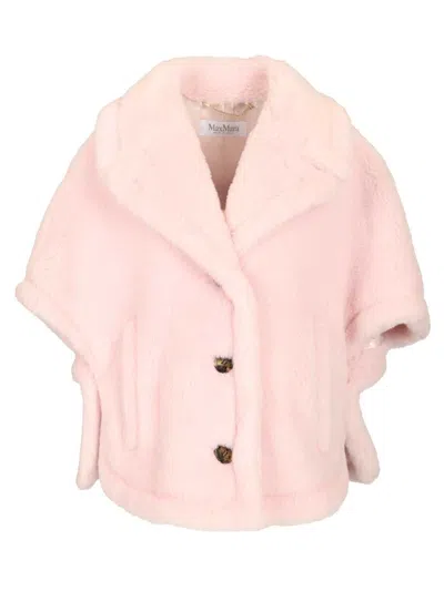 Max Mara Corvino1 Alpaca-cashmere- Silk Teddy Cape Coats Rose In Pink