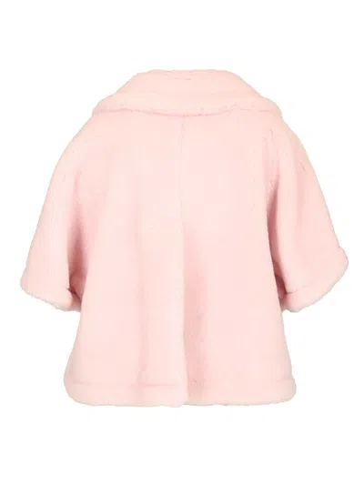 Max Mara Corvino1 Alpaca-cashmere- Silk Teddy Cape Coats Rose In Pink