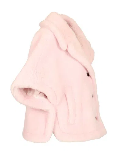 Max Mara Corvino1 Alpaca-cashmere- Silk Teddy Cape Coats Rose In Pink