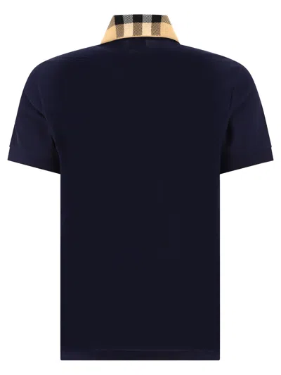 Burberry Slim Fit Check Collar Cotton Polo Shirt Clothing In Blue