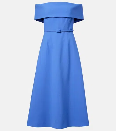 Carolina Herrera Belted Wool-blend Midi Dress In Blue