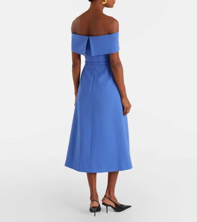 Carolina Herrera Belted Wool-blend Midi Dress In Blue