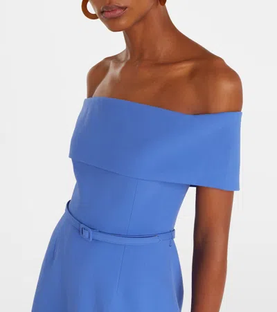 Carolina Herrera Belted Wool-blend Midi Dress In Blue