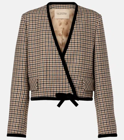 Valentino Houndstooth Virgin Wool Jacket In Black