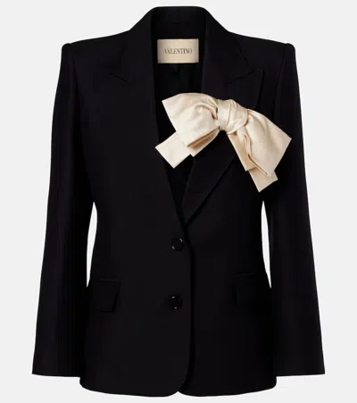 Valentino Crepe Couture Bow-detail Blazer In Black