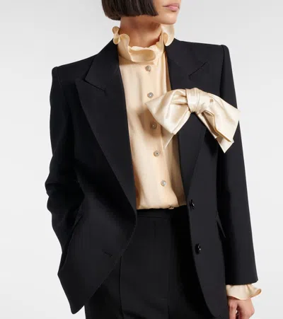 Valentino Crepe Couture Bow-detail Blazer In Black