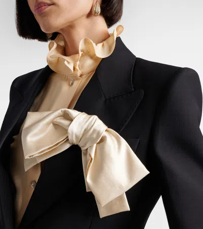 Valentino Crepe Couture Bow-detail Blazer In Black
