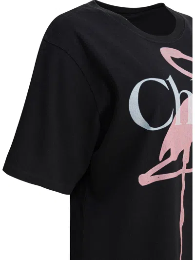 Chloé Chloe Flamingo Printed Cotton T-shirt In Black