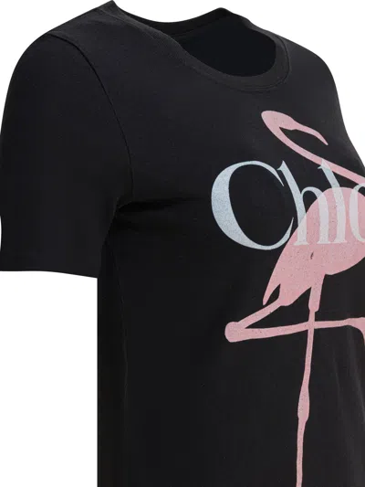 Chloé Cotton T-shirt With Logo T-shirts Black