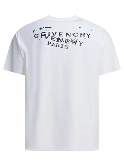 Givenchy Men White Crew Neck T-shirt With Logo On Front And Back In Cotton Man In White