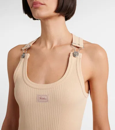 Jean Paul Gaultier Womens Nude Ribbed Sleeveless Cotton-jersey Mini Dress In Neutral