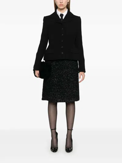Dolce & Gabbana Wool Crepe Blazer Fitted Silhouette Epaulettes