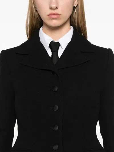 Dolce & Gabbana Wool Crepe Blazer Fitted Silhouette Epaulettes