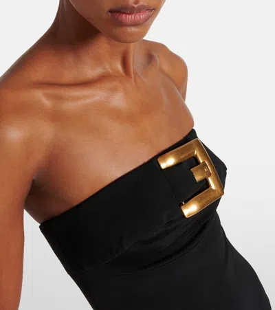 Balmain Crepe Bustier Bodysuit With Belt Detail In Multi