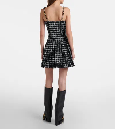 Balmain Chain-detail Checked Tweed Minidress In Black
