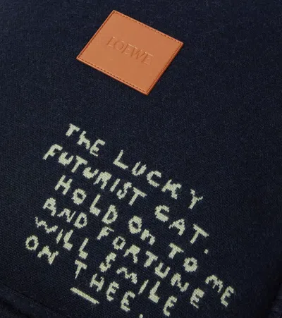 Loewe X Louis Wain Wool Jacquard Cushion In Blue