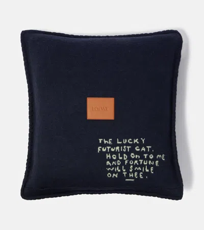Loewe X Louis Wain Wool Jacquard Cushion In Blue