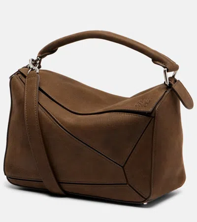 Loewe Puzzle Small Leather Tote Bag In Brown