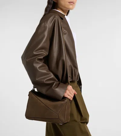 Loewe Puzzle Small Leather Tote Bag In Brown