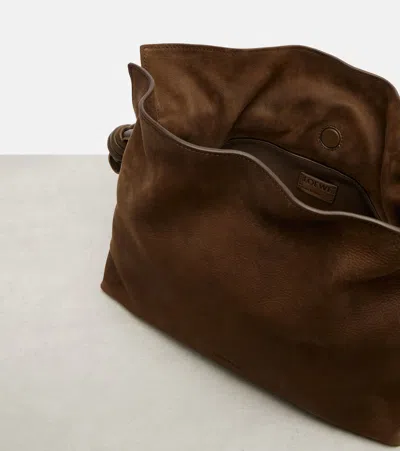 Loewe Flamenco Medium Suede Clutch In Brown