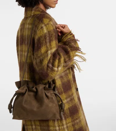 Loewe Flamenco Medium Suede Clutch In Brown