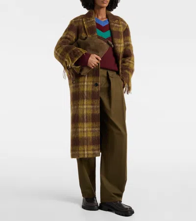 Loewe Flamenco Medium Suede Clutch In Brown