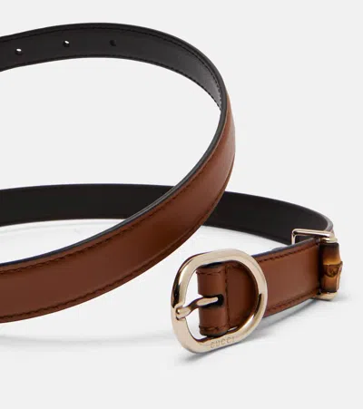 Gucci Bamboo Leather Belt In Brown